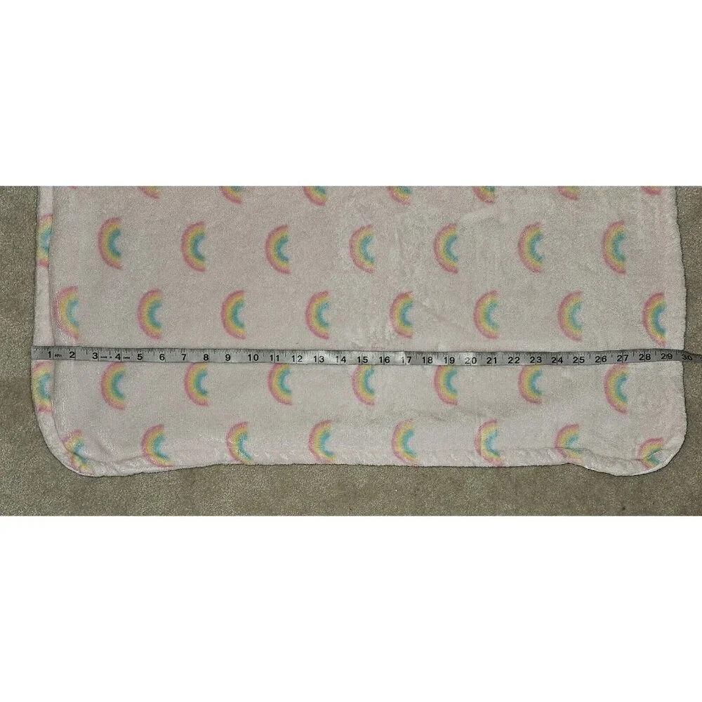 Blankets & Beyond Pink White Rainbow Fleece Baby Blanket SOFT 25